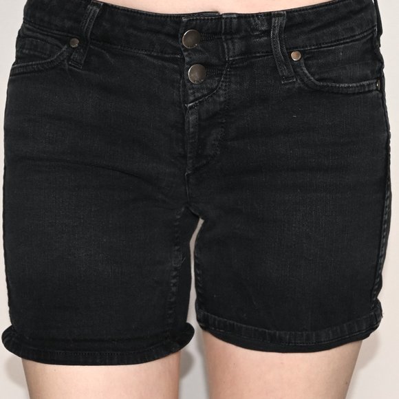VINCE Luce Black Mid-Rise Denim Shorts - Picture 2 of 5